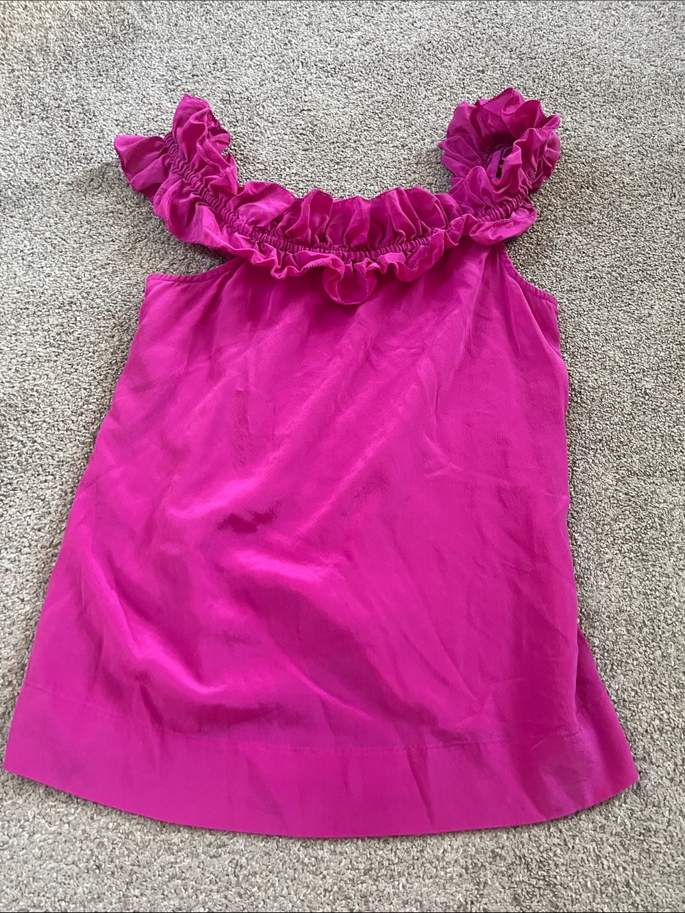 🌺👑🌺👑Trina Turk Silk Magenta Multiway Ruffles Adjustable Straps Blouse szS